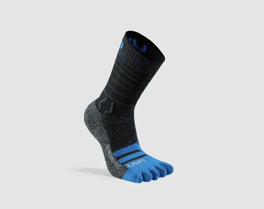 UYN Five Toe Performance Socks Black Blue Athletic Running Hiking